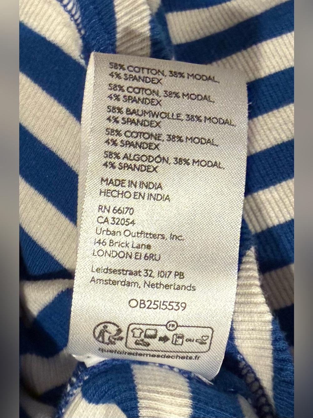 Anthropologie Pilcro Notched Long Sleeve Tee Blue Stripe M Ribbed Knit Cotton - Picture 8 of 9